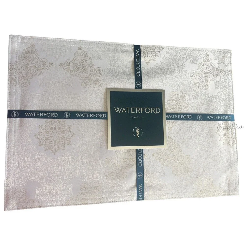 Waterford Placemats Luxury Starling Silver White Gold Holiday 13x19 Set Of 4